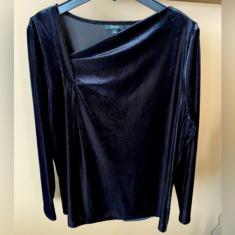 Alfani Black Women’s Shirt w/ Asymmetrical Neck-line